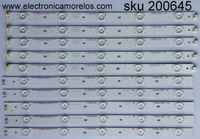 KIT DE LEDS PARA TV VIZIO ORIGINAL 10 PIEZAS / NUMERO DE PARTE IC-B-HWX40D495L / IC-B-HWX40D495R / 05638005052111 / 05638015011131 / E466169 / PANEL LSC400HN02-602 / LSC400HM10-S01 / MODELO E40-C2 / E40-C2 LWZQSFAR - Imagen 1